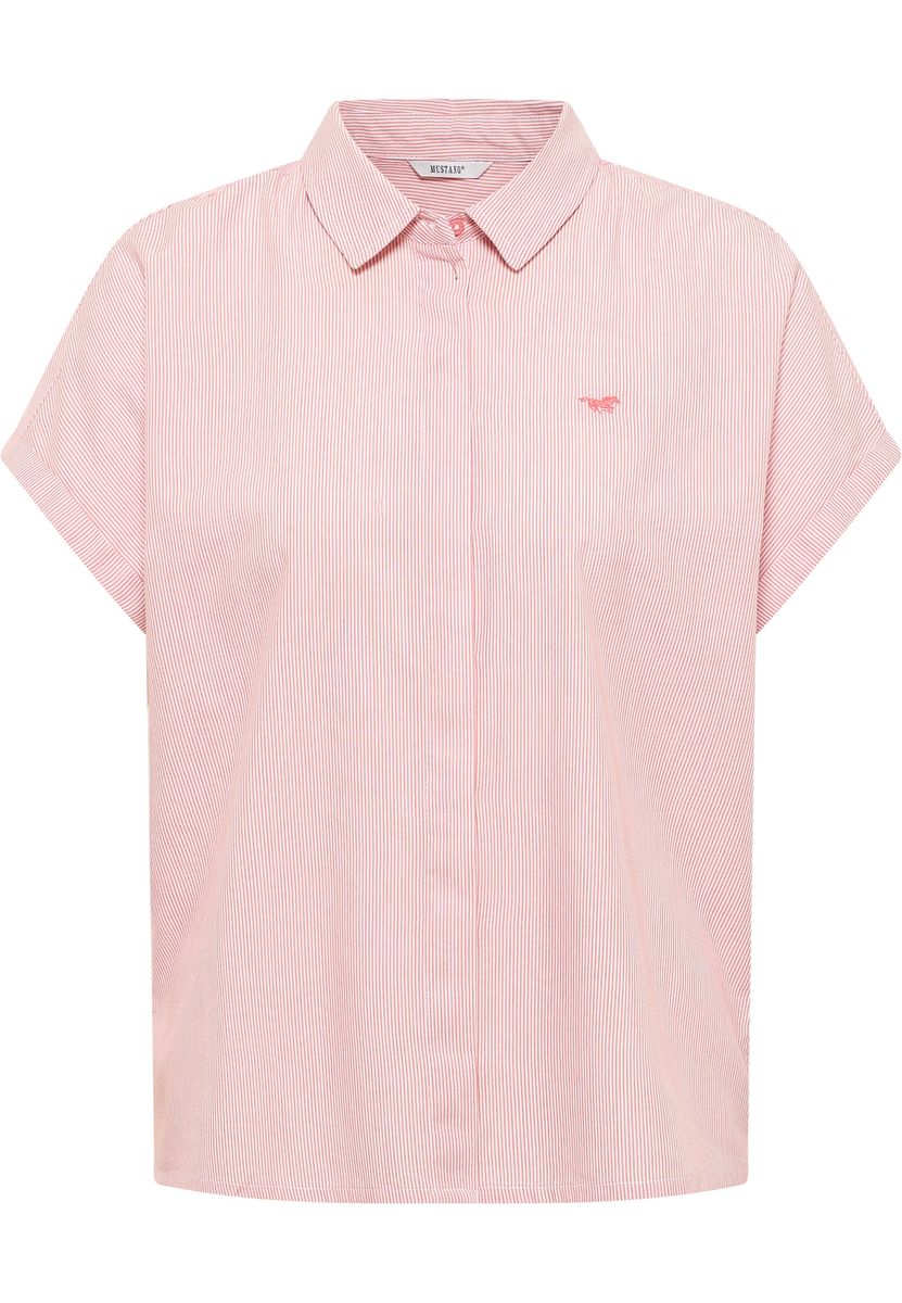 Kurzarm-Bluse mit Nadelstreifen