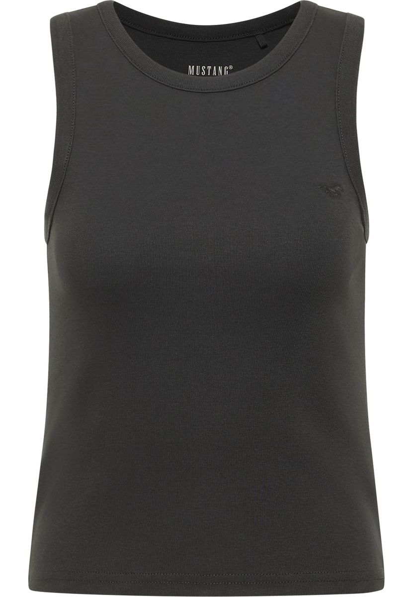 Ripp-Tanktop mit hohem Ausschnitt