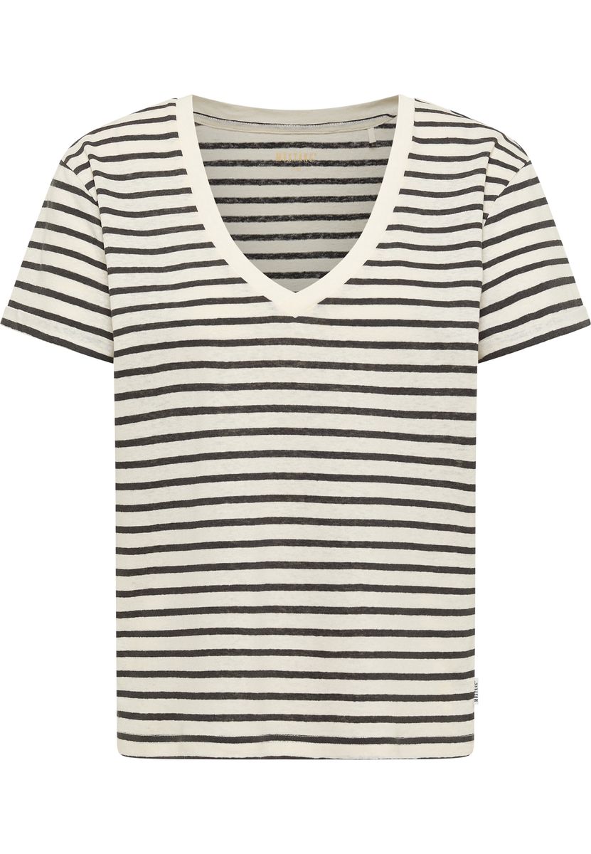 Fein gestreiftes T-Shirt aus Leinen-Mix