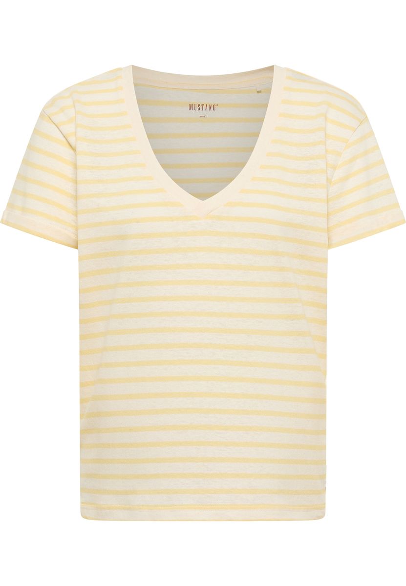 Gestreiftes T-Shirt mit V-Ausschnitt