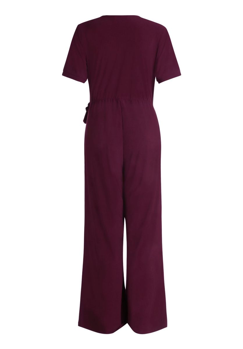 Kurzärmeliger Wickel-Jumpsuit