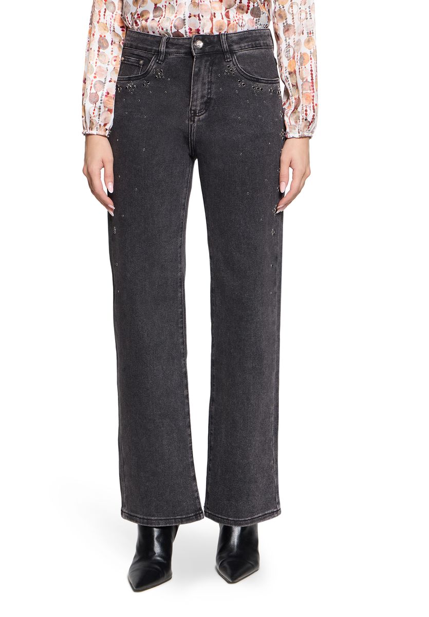 Gerade Jeans mit Strass-Verzierung