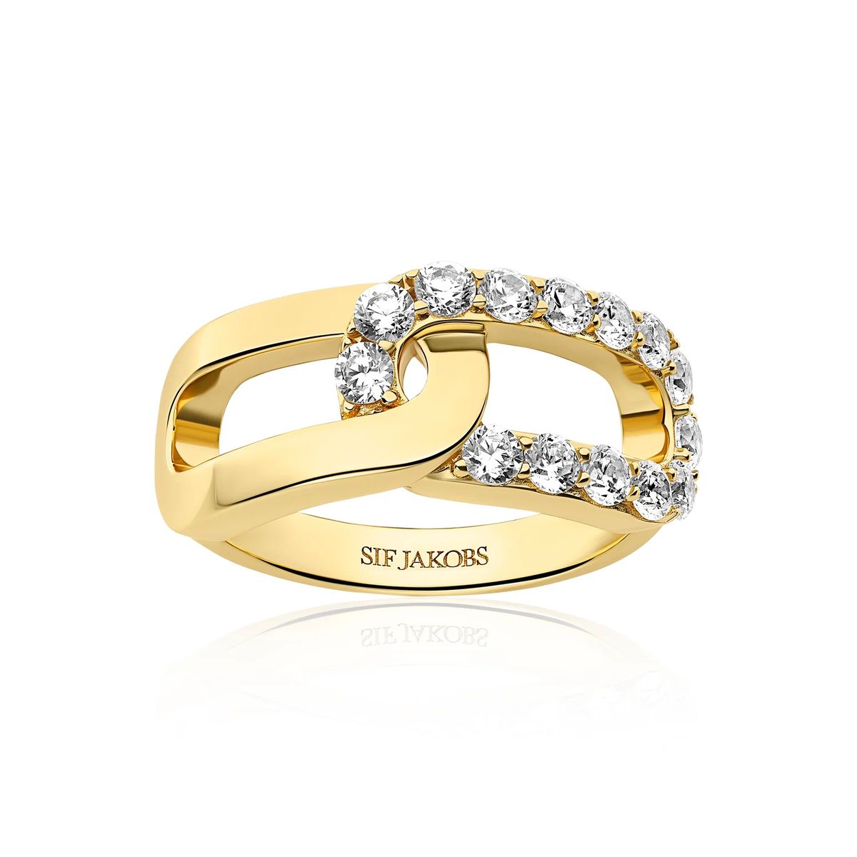 Ring mit ineinandergreifenden Pavé-Gliedern