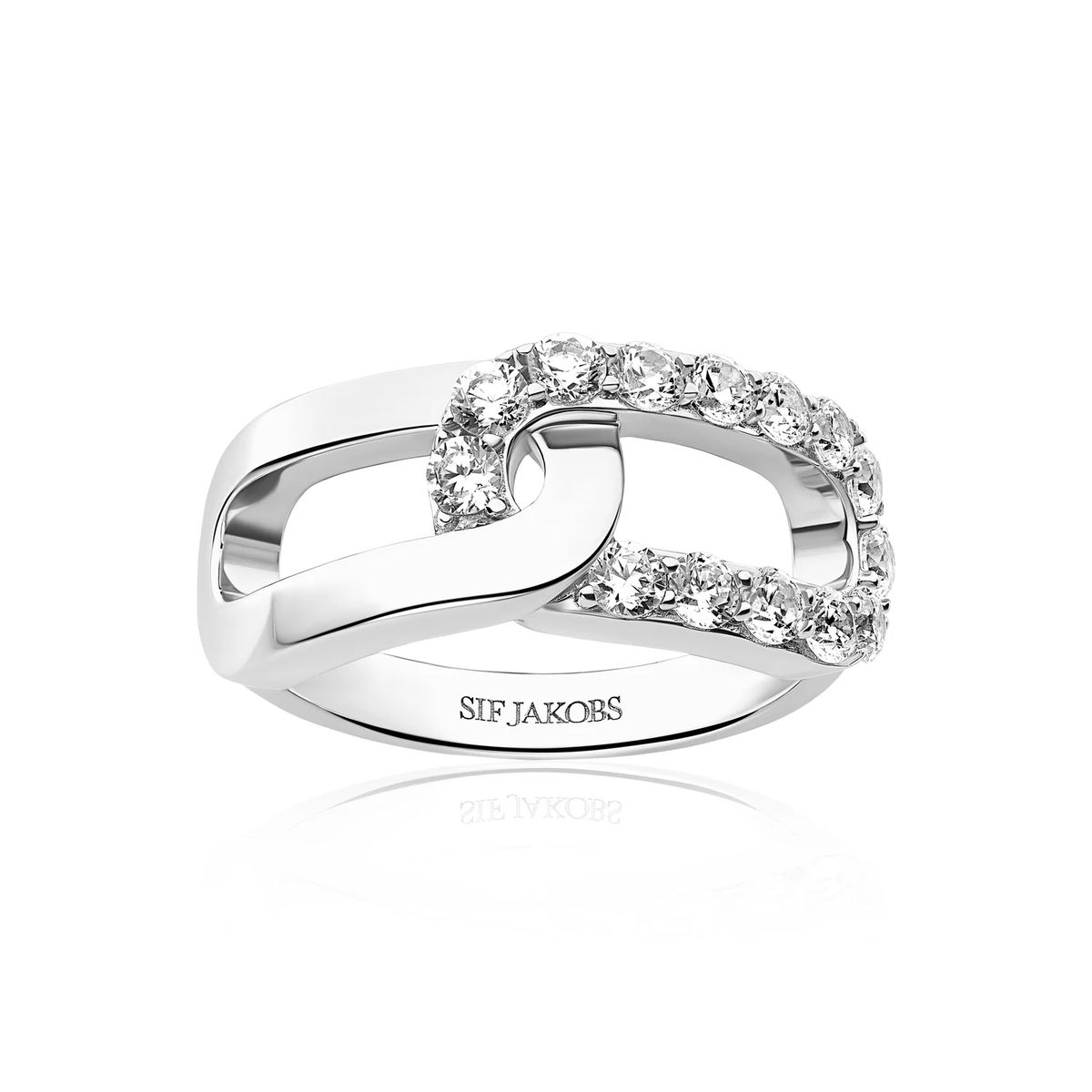 Ring mit ineinandergreifenden Pavé-Gliedern