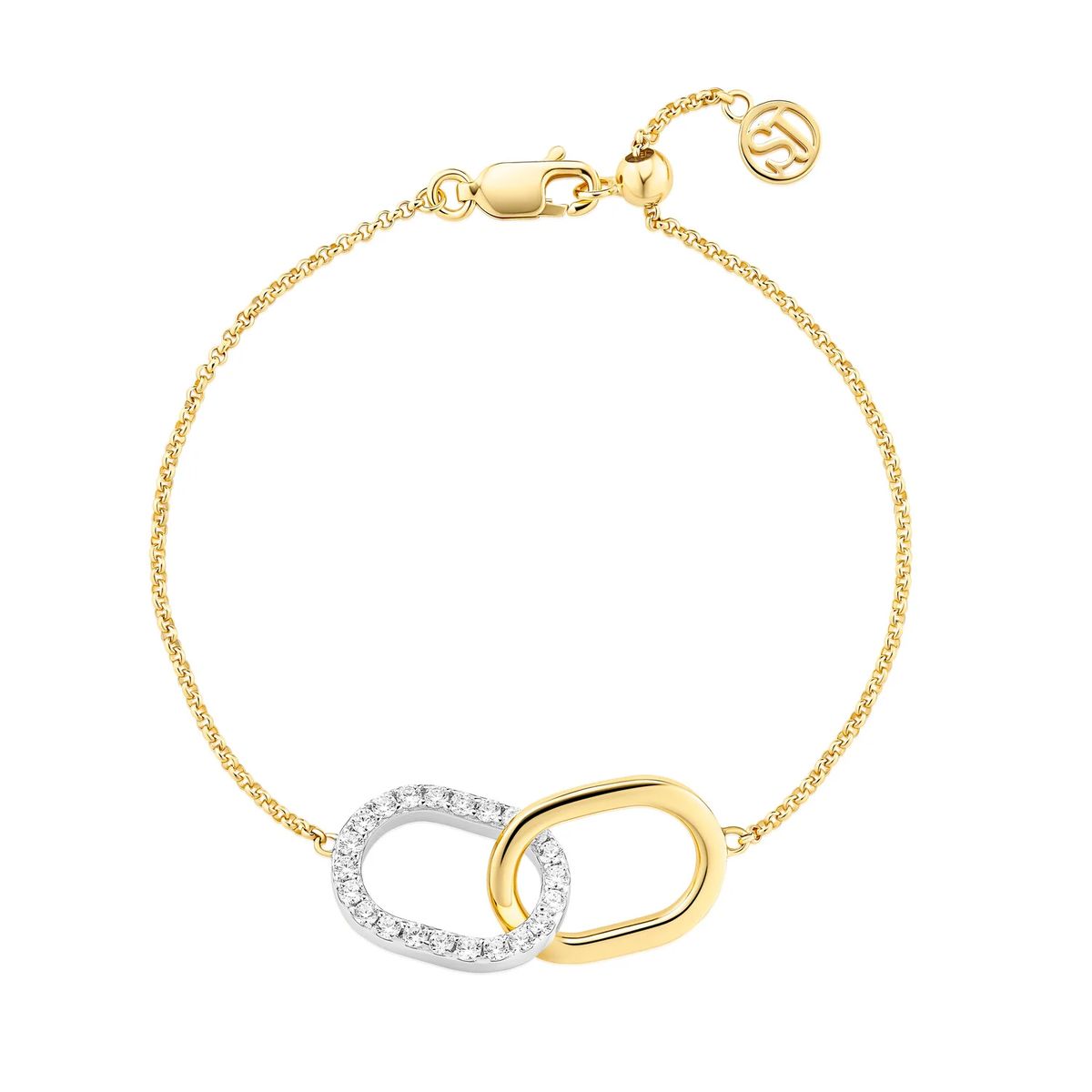 Gliederarmband mit ineinandergreifenden Zirkonia-Elementen