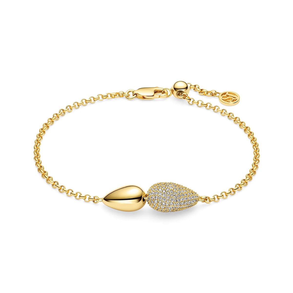 Gliederkette mit Doppel-Tropfen und Pavé