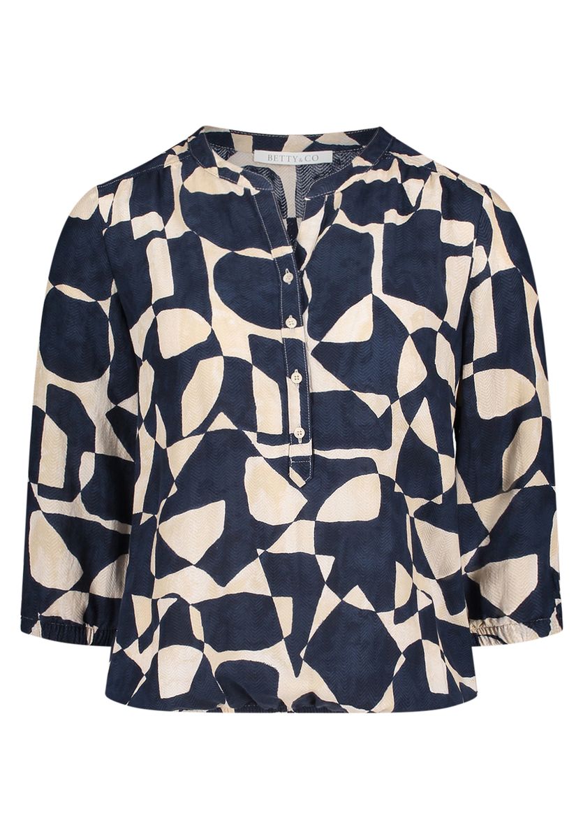 Abstrakte Bluse mit Split-Neck