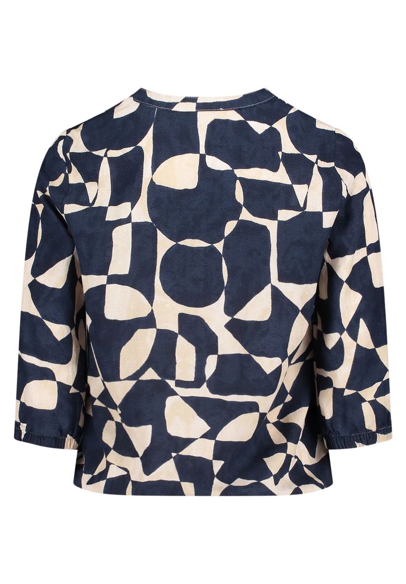 Abstrakte Bluse mit Split-Neck