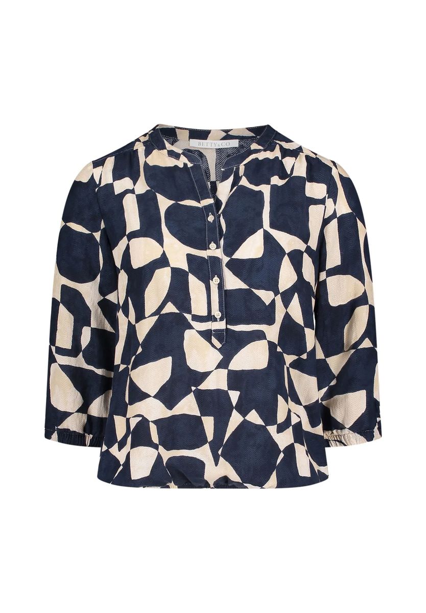 Abstrakte Bluse mit Split-Neck