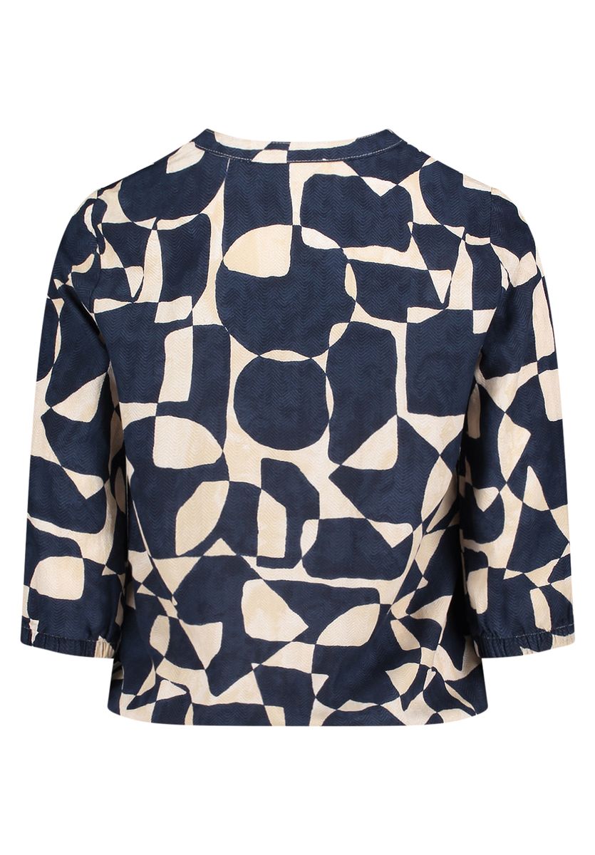 Abstrakte Bluse mit Split-Neck