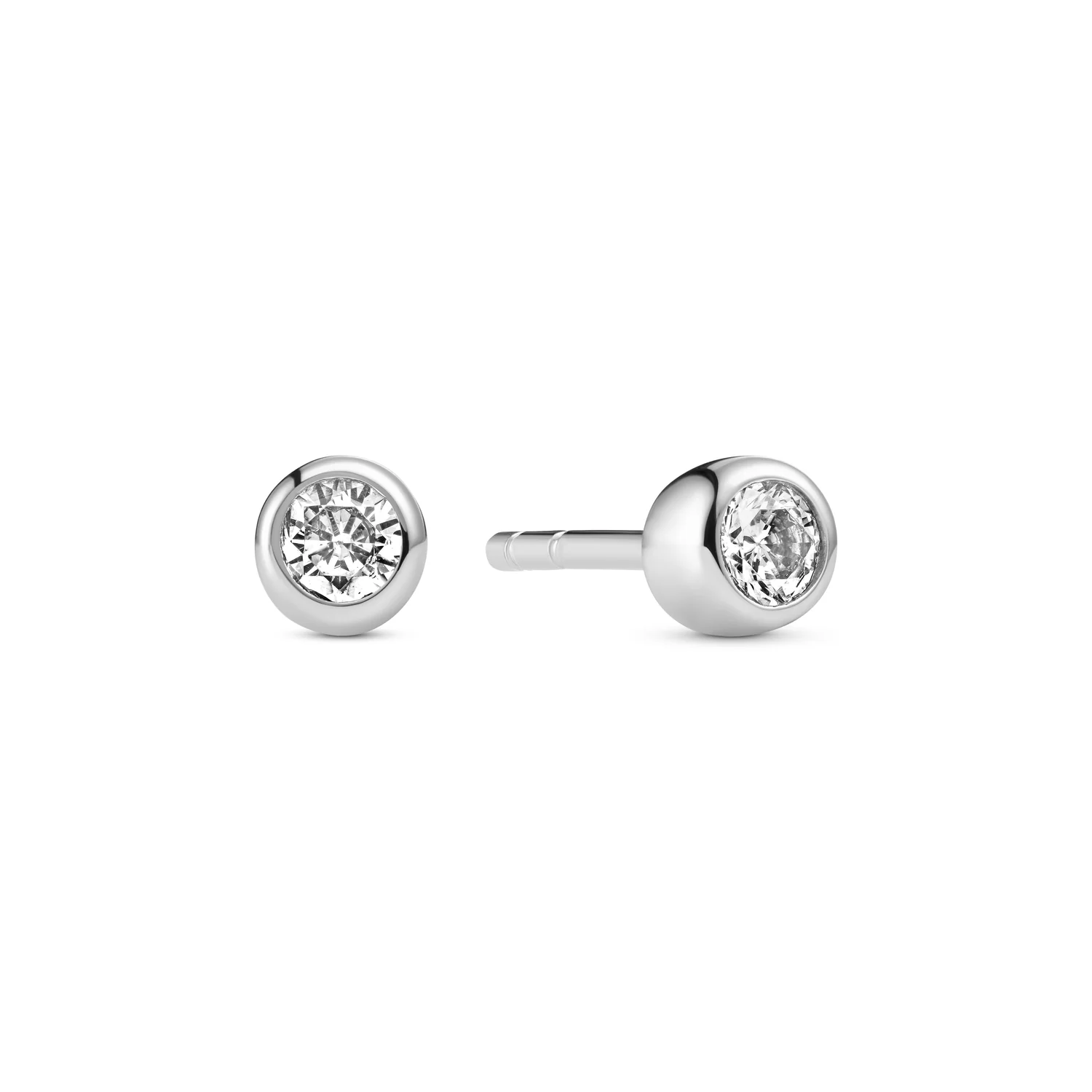 Bezel-gefasste runde Kristall-Ohrstecker