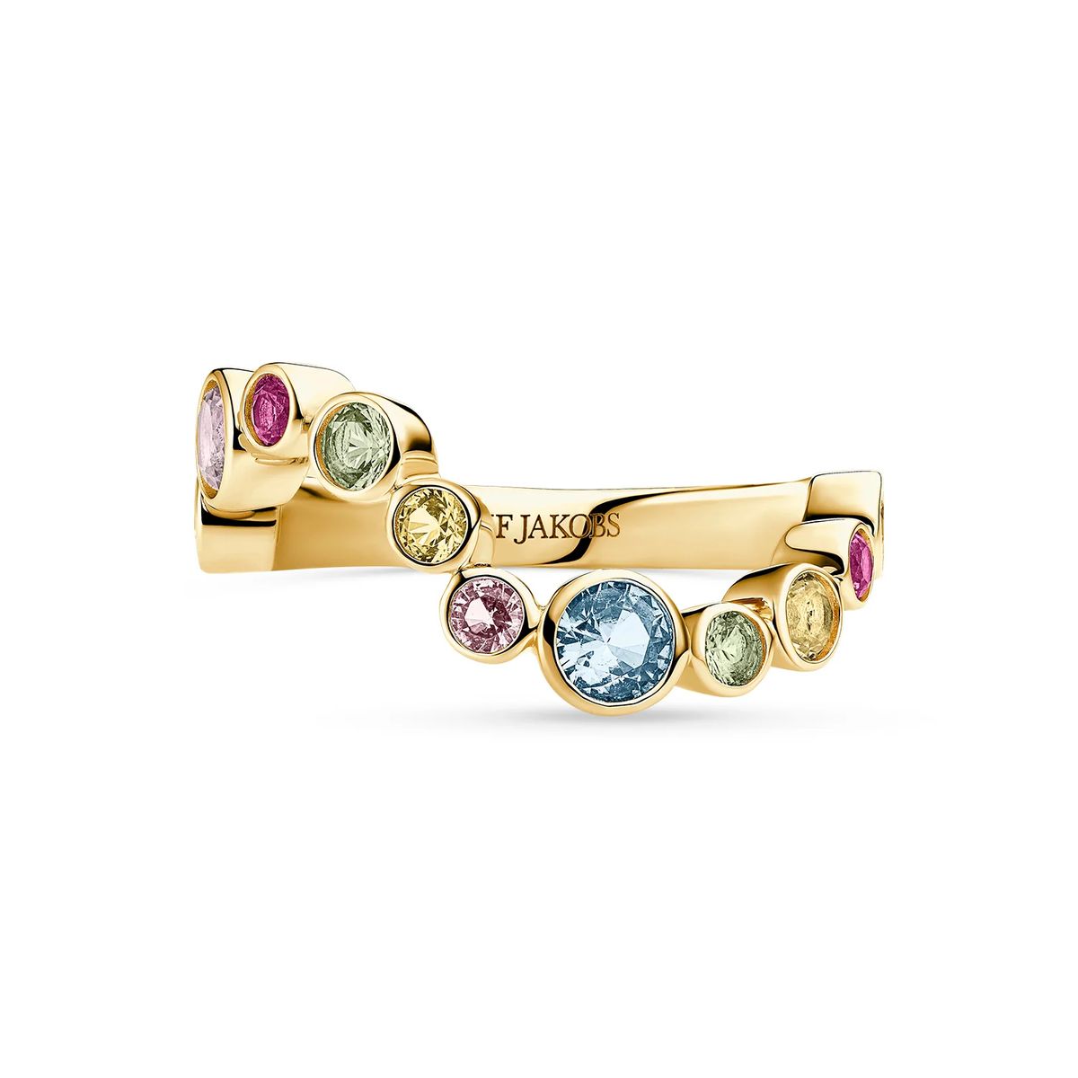 Wellenförmiger Ring mit bunten Schmucksteinen
