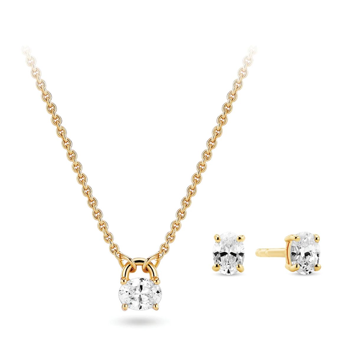Elegantes Schmuckset mit ovalen Kristallen