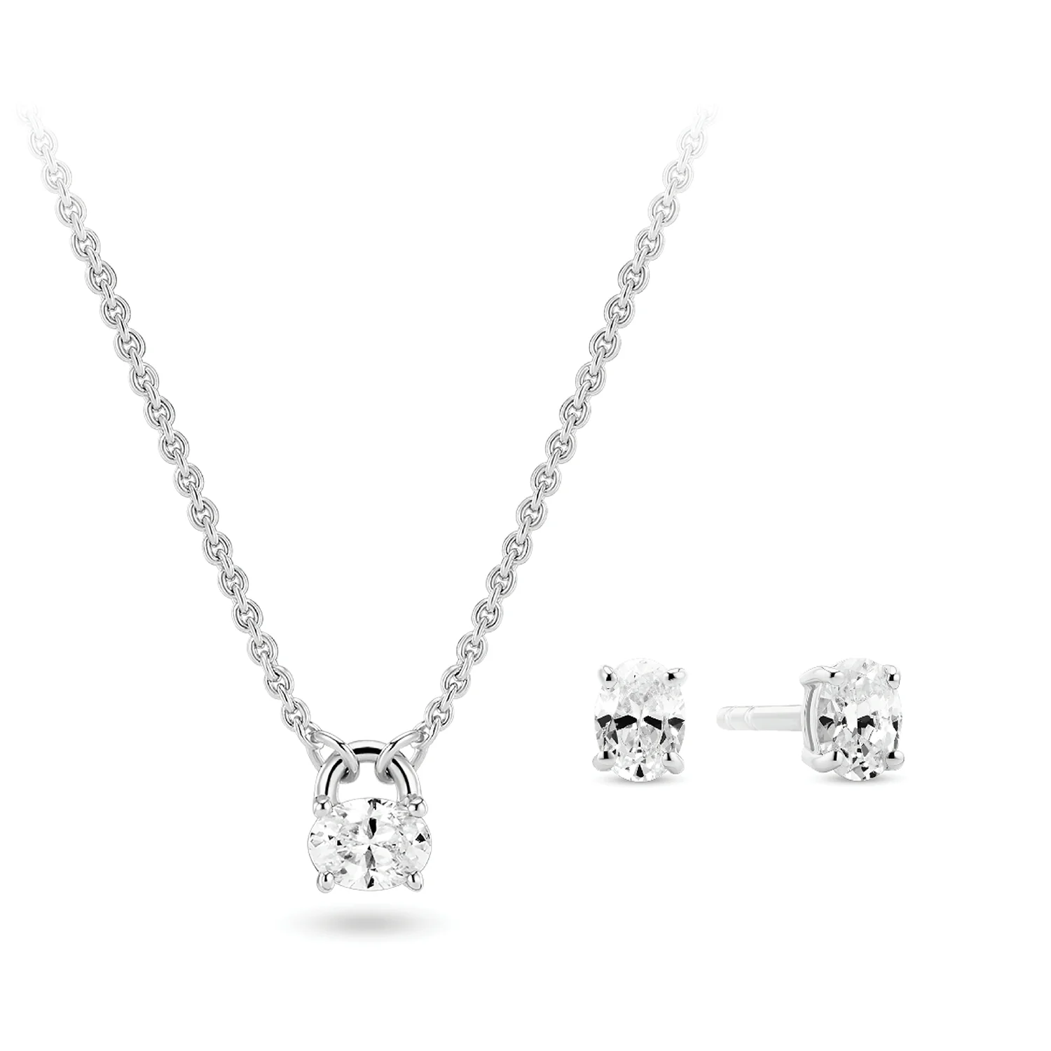 Set mit ovalem Anhänger und Ohrringen