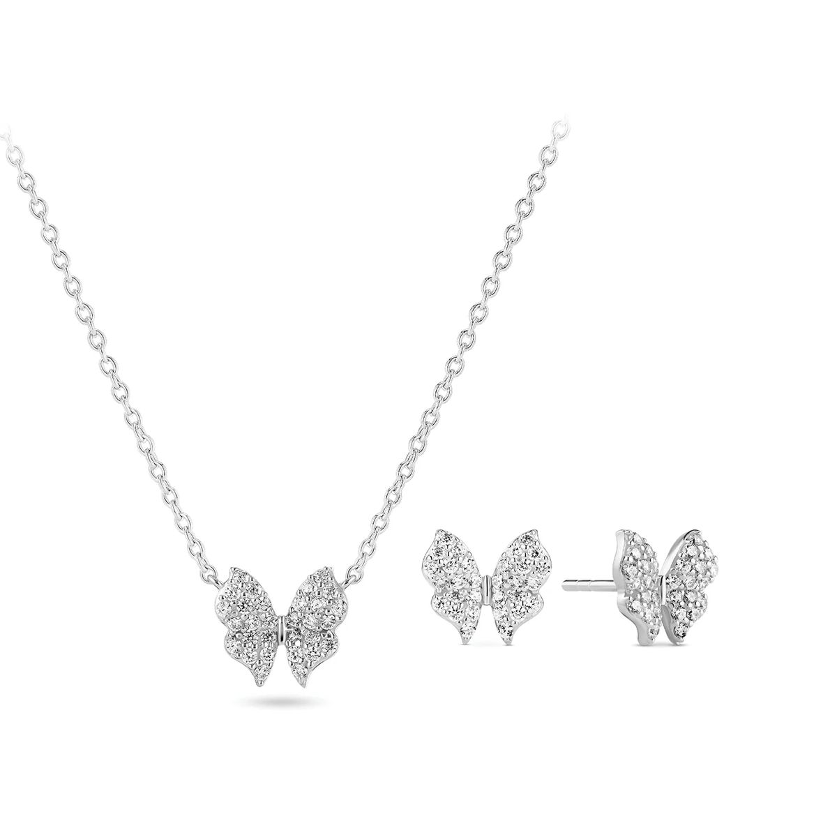 Elegantes Zirkonia Schmetterling Schmuckset