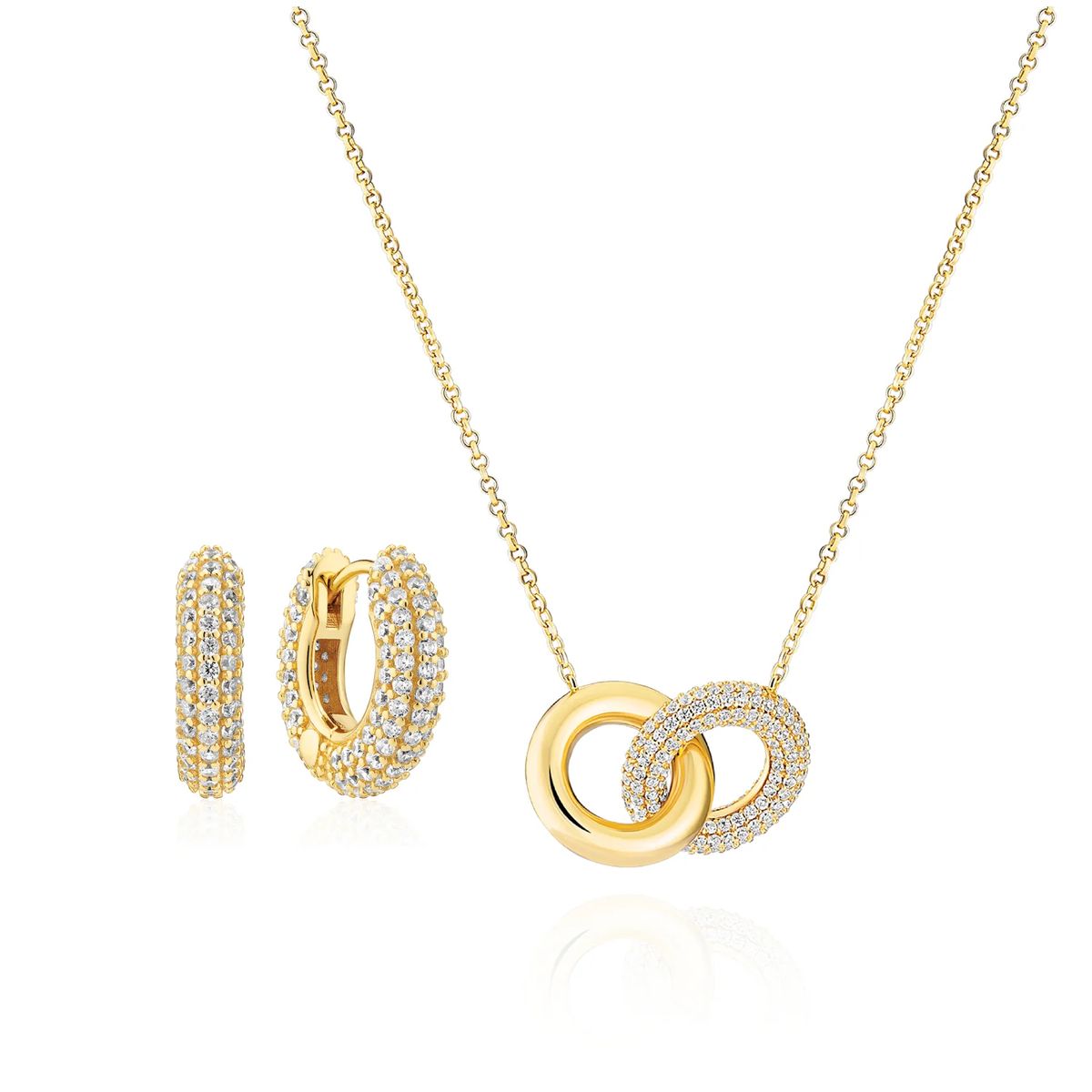 Halsketten- und Ohrring-Set mit Ring-Motiv