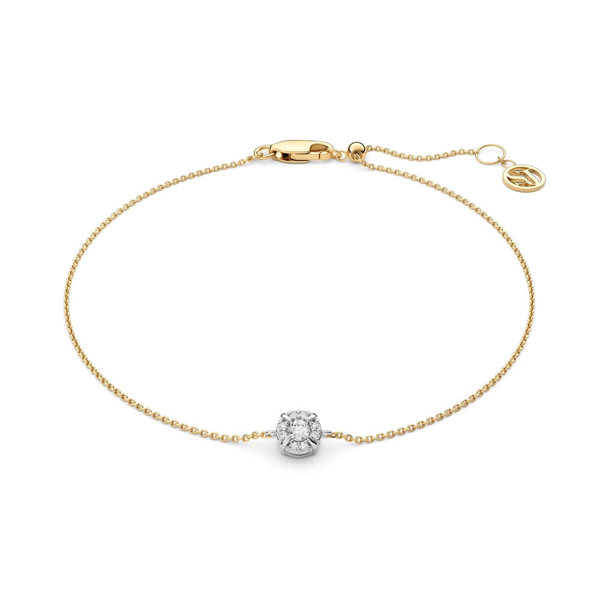Filigranes Goldarmband mit Diamant-Cluster