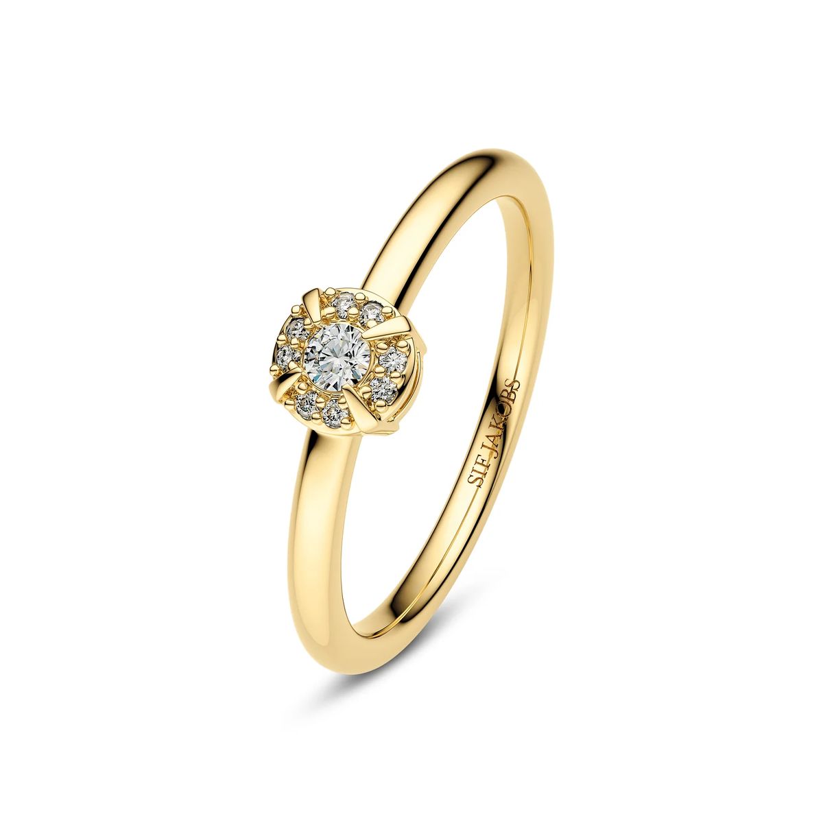 Rome Diamant-Halo-Ring aus Gold