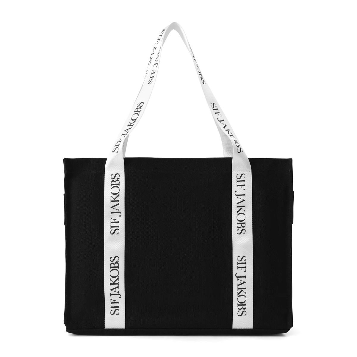 Baumwoll-Canvas Shopper mit Logo-Gurten