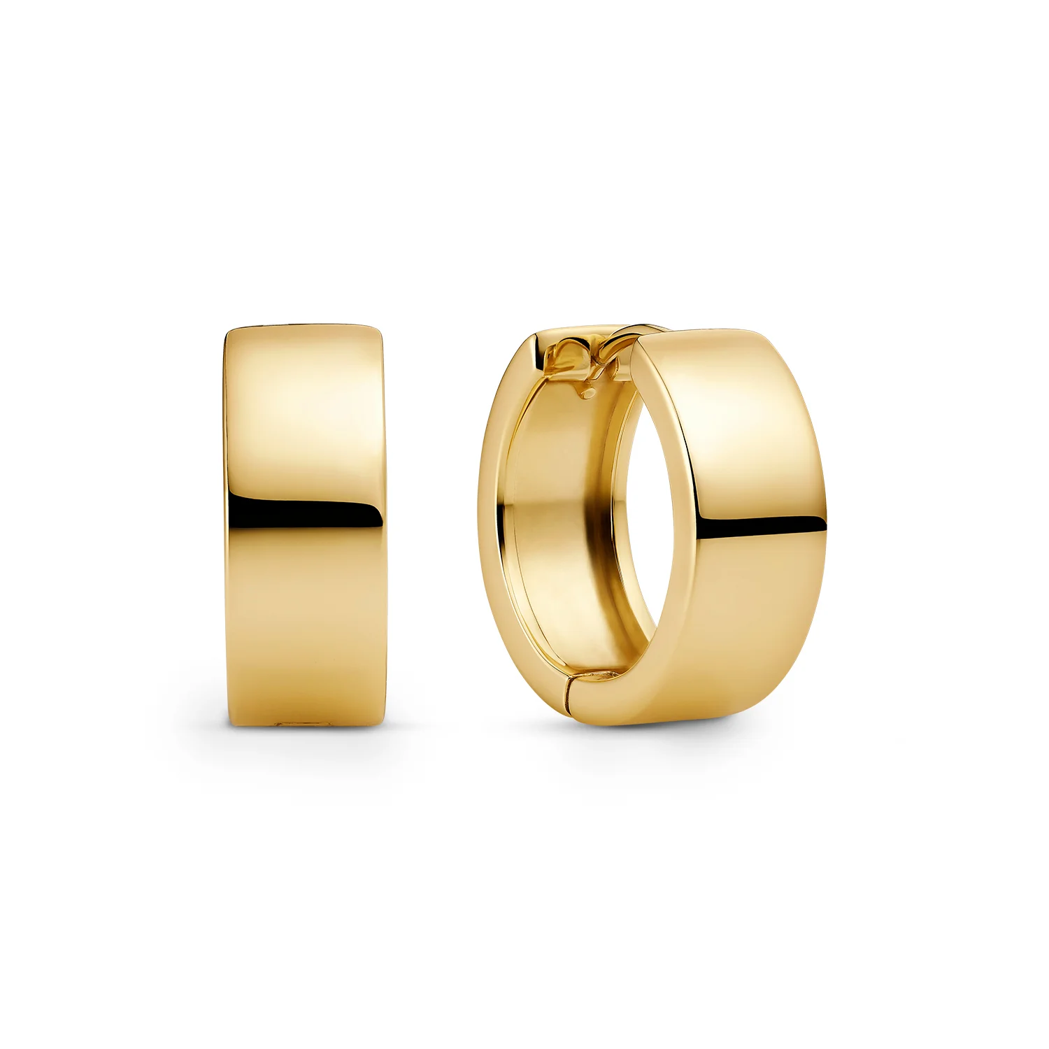 Polierte Breite Gold-Huggies-Ohrringe