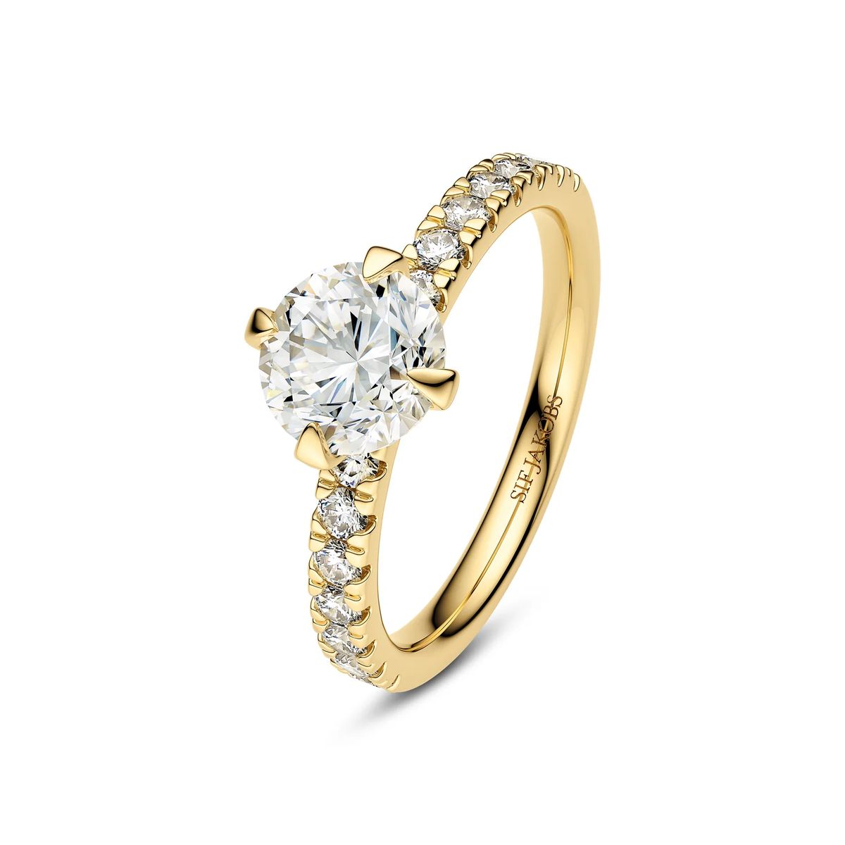 Diamant-Solitärring mit Pavé-Besatz