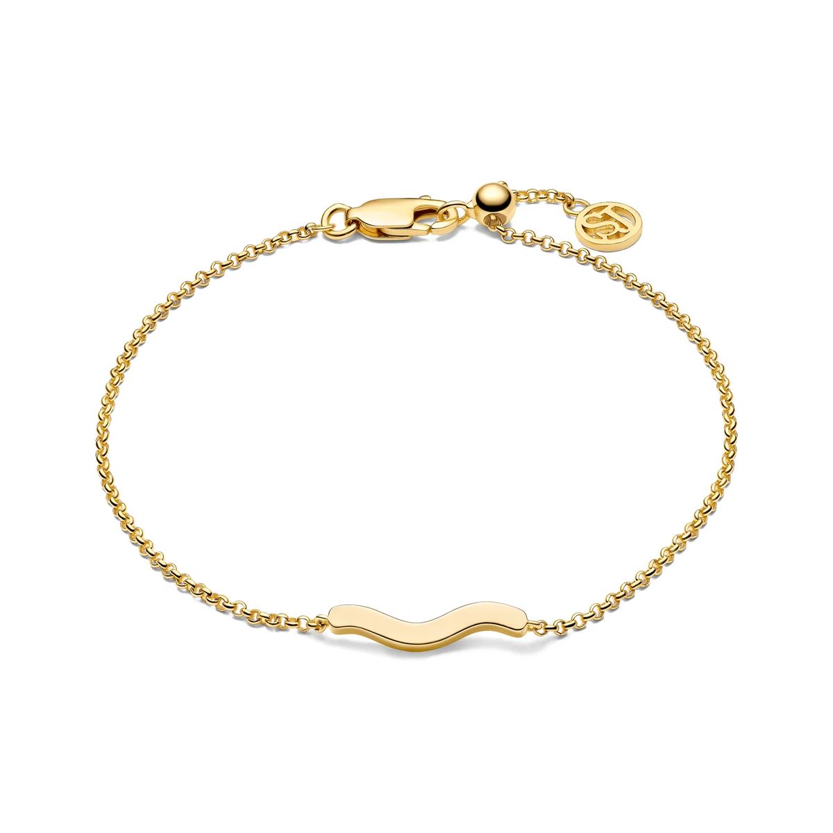 Poliertes Kettenglied-Armband mit Wellenelement