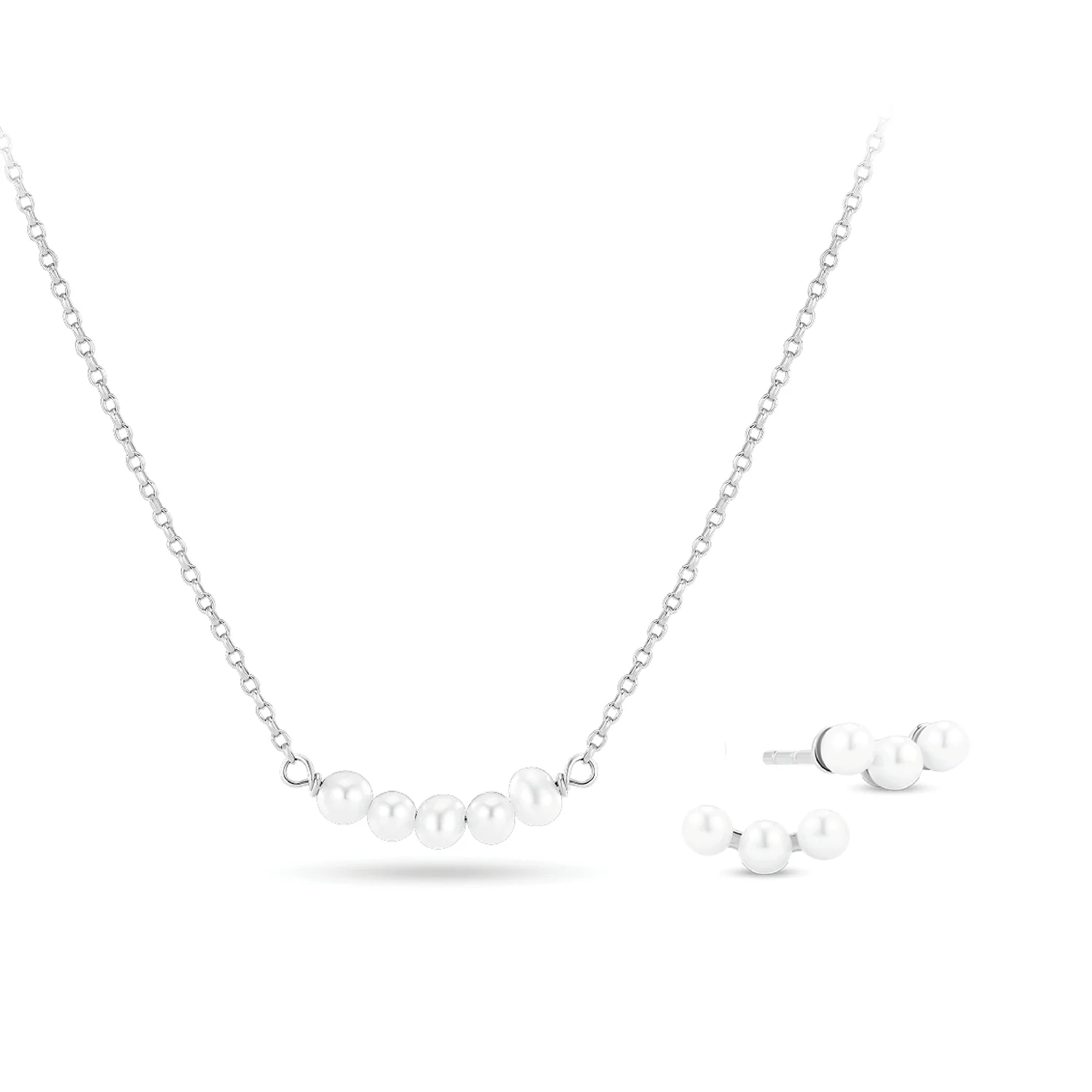 Elegantes Perlen-Halsketten- und Ohrring-Set