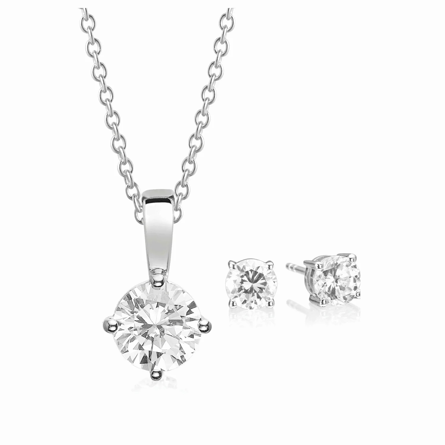 Elegantes Rundschliff-Solitär-Schmuckset