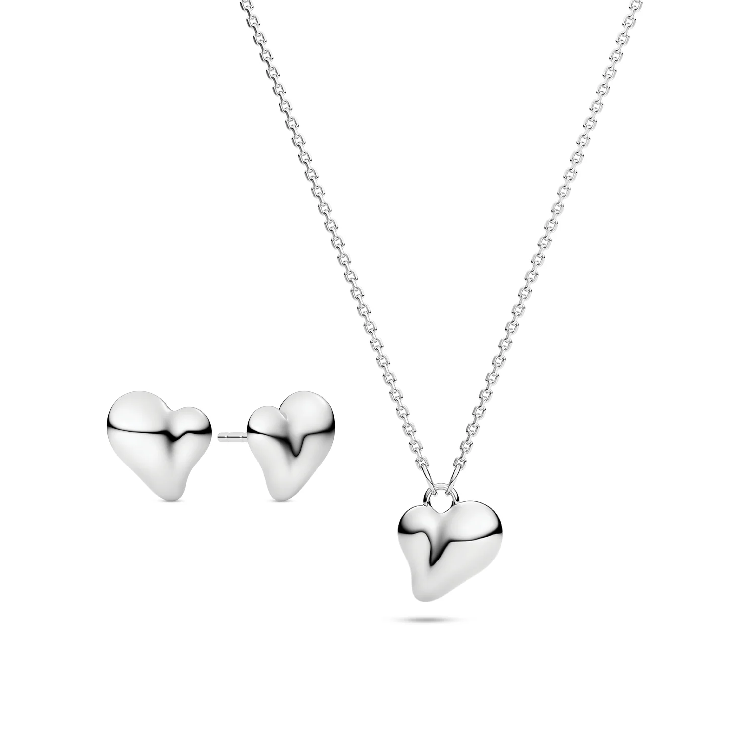 Schmuckset mit polierten Herzanhängern