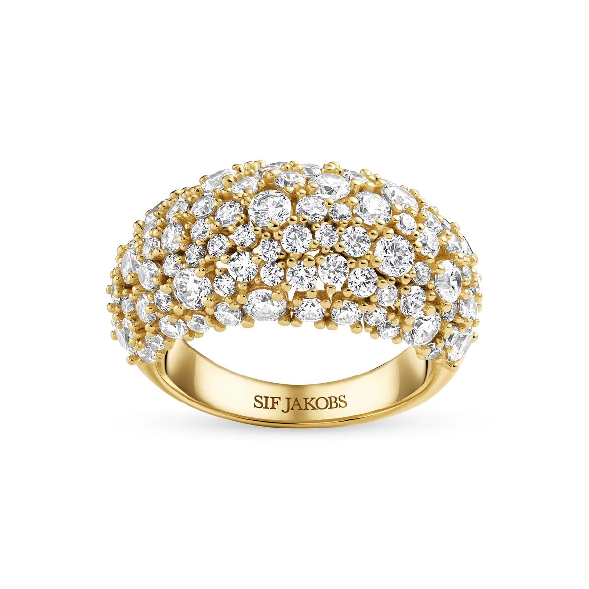 Funkelnder Pavé-Statement-Ring in Kuppelform