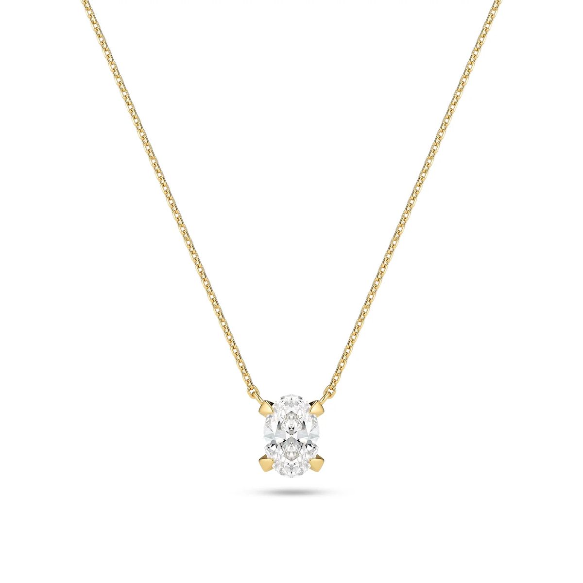 Ovale Solitär Diamant Halskette