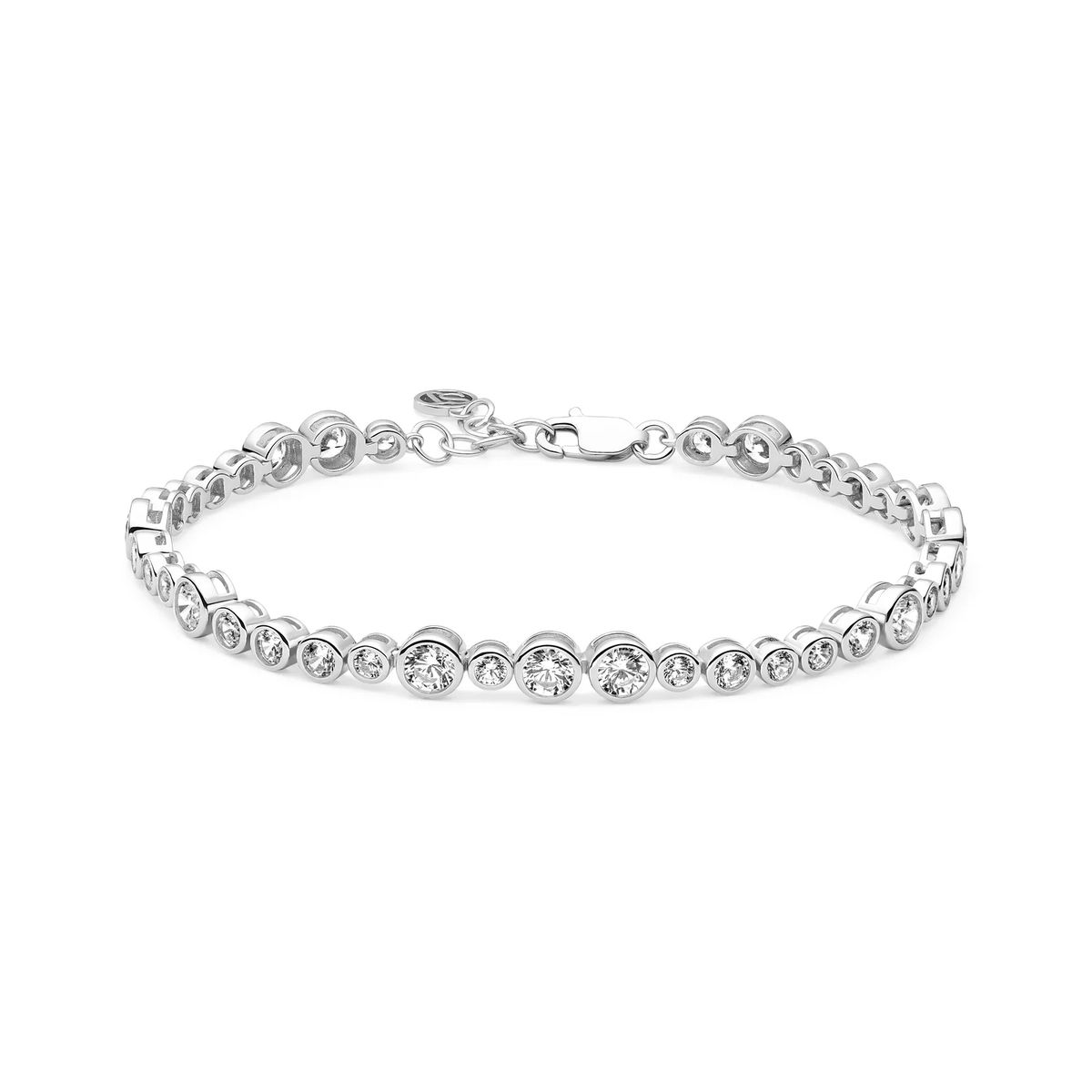 Tennisarmband mit abgestufter Zargenfassung