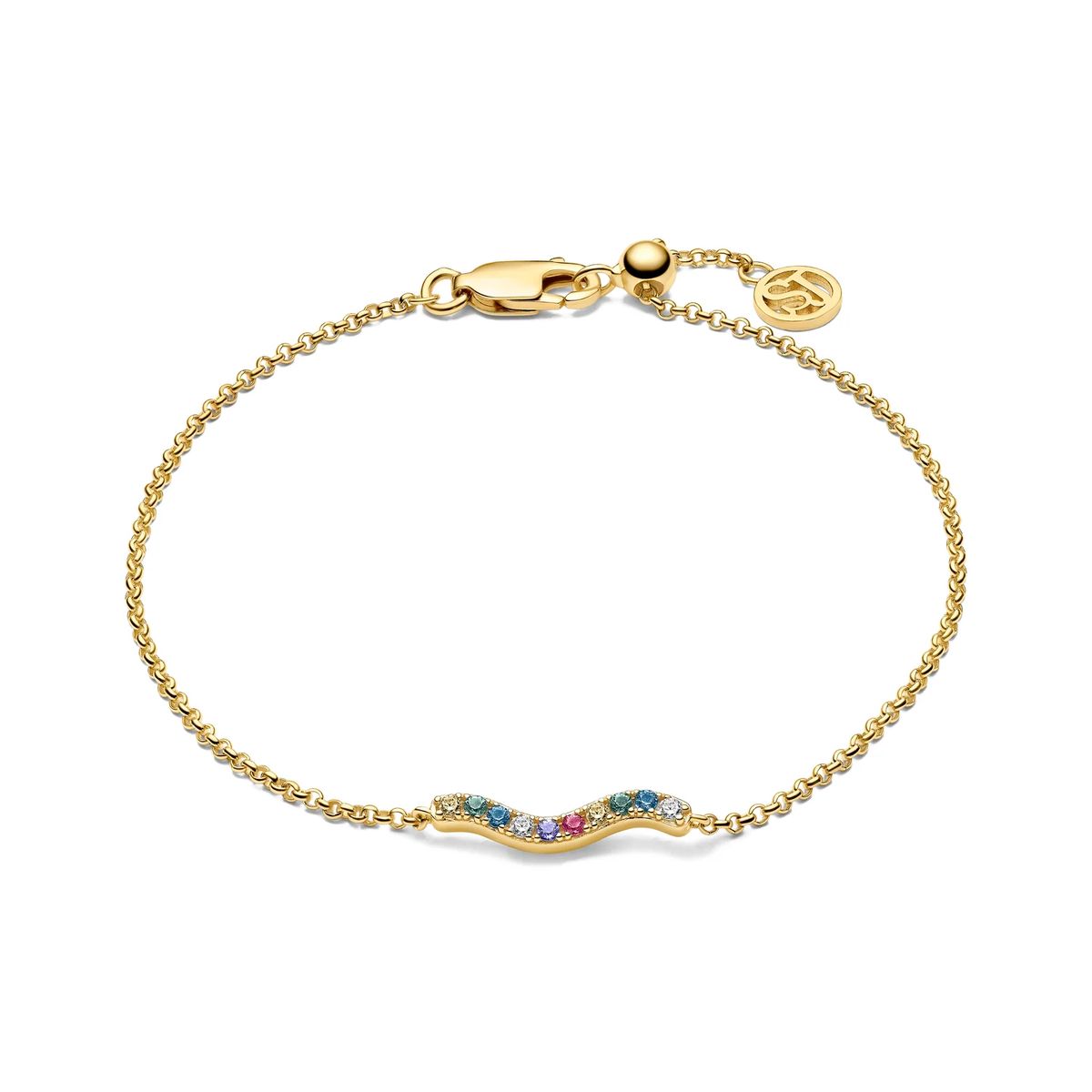 Wellenförmiges Armband mit bunten Steinen