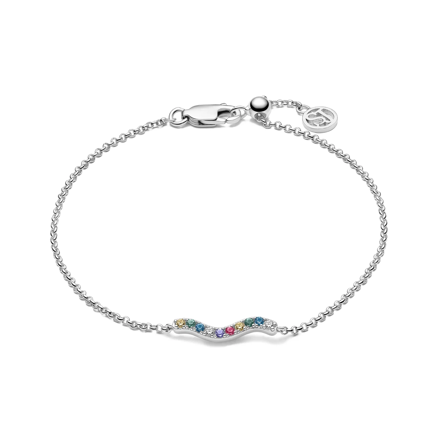 Gliederkettenarmband mit bunten Wellen-Elementen
