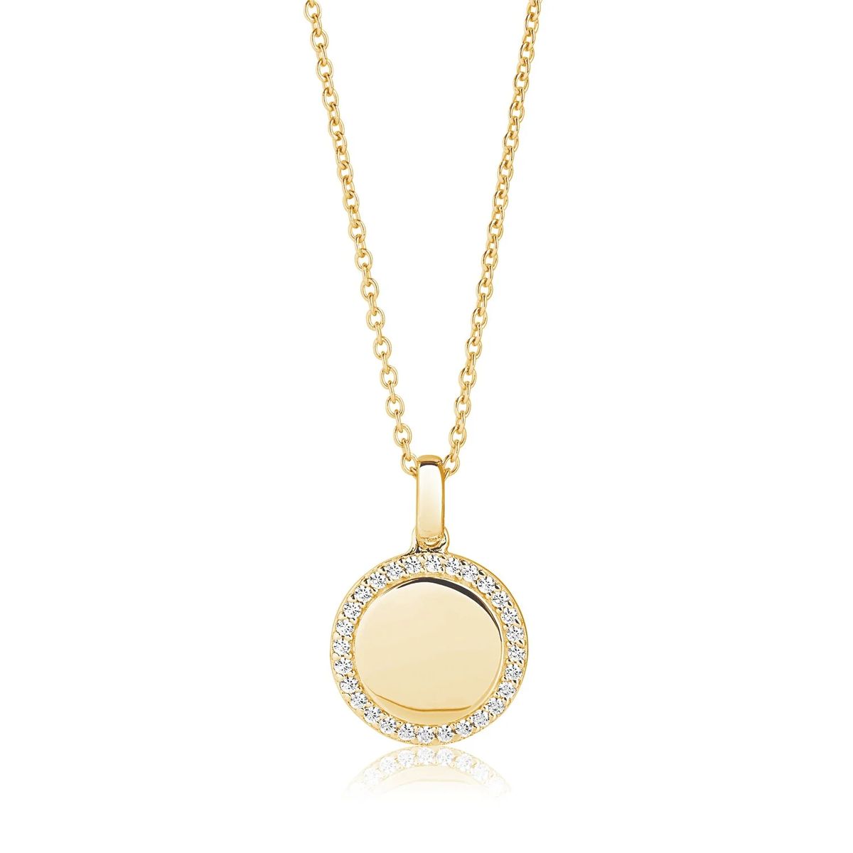 Polierter Kreisanhänger mit Pavé-Halo