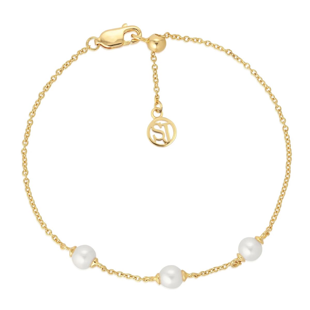 Armband mit drei Perlen Gold
