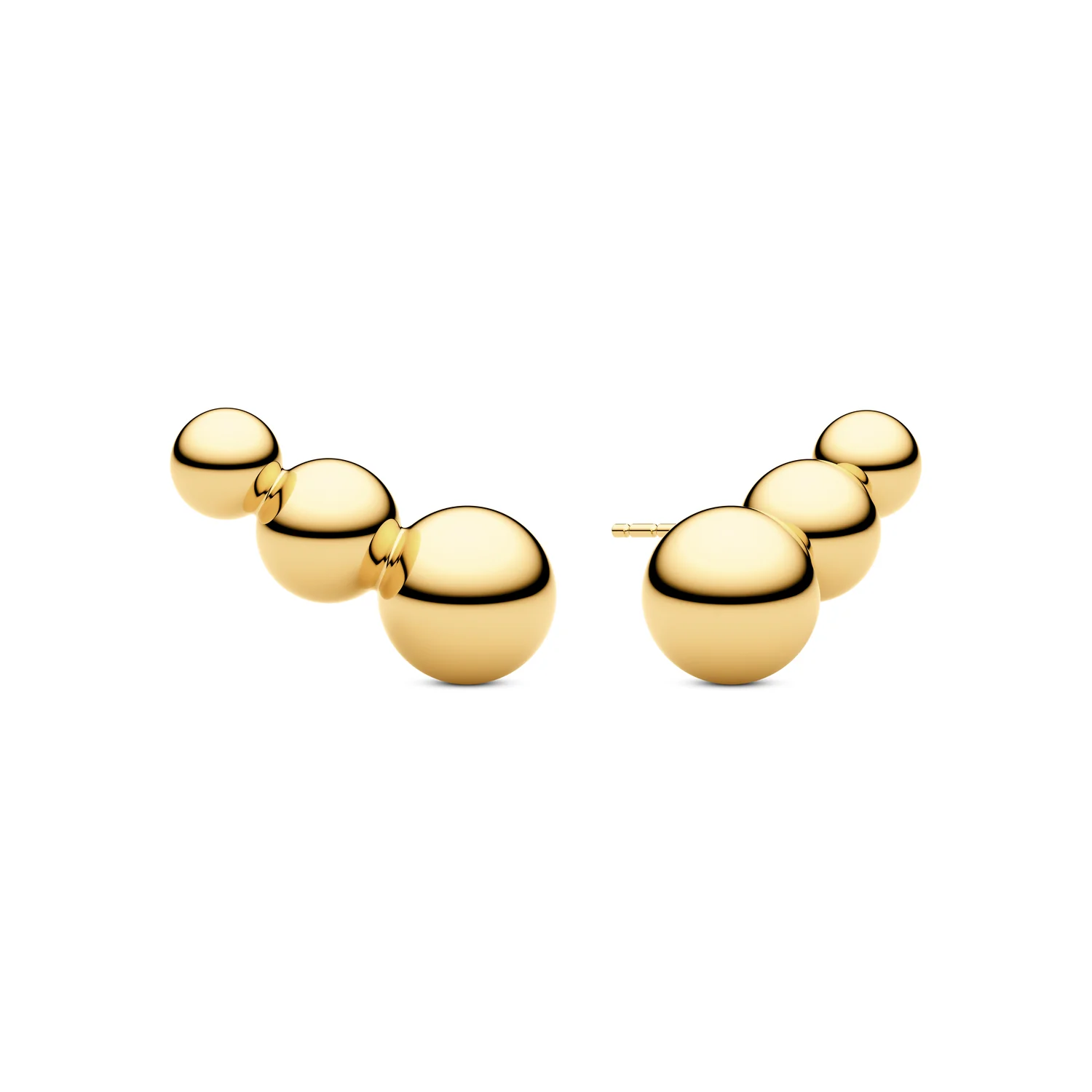 Goldene Ohrklemmen mit abgestuften Kugeln