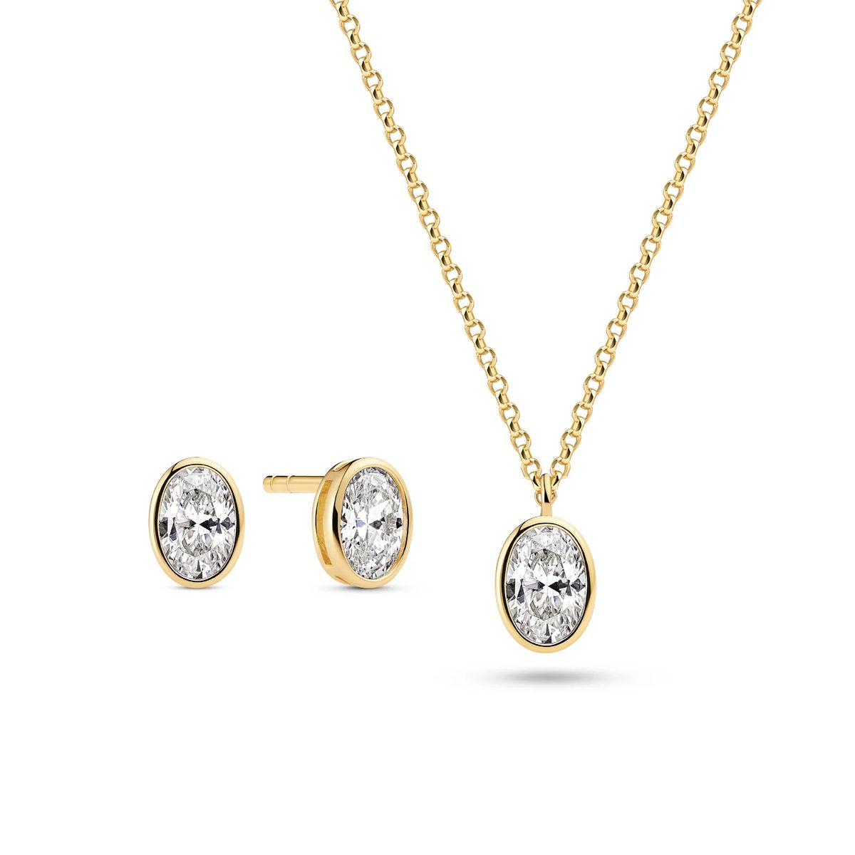 Ovales Schmuckset mit Zargenfassung