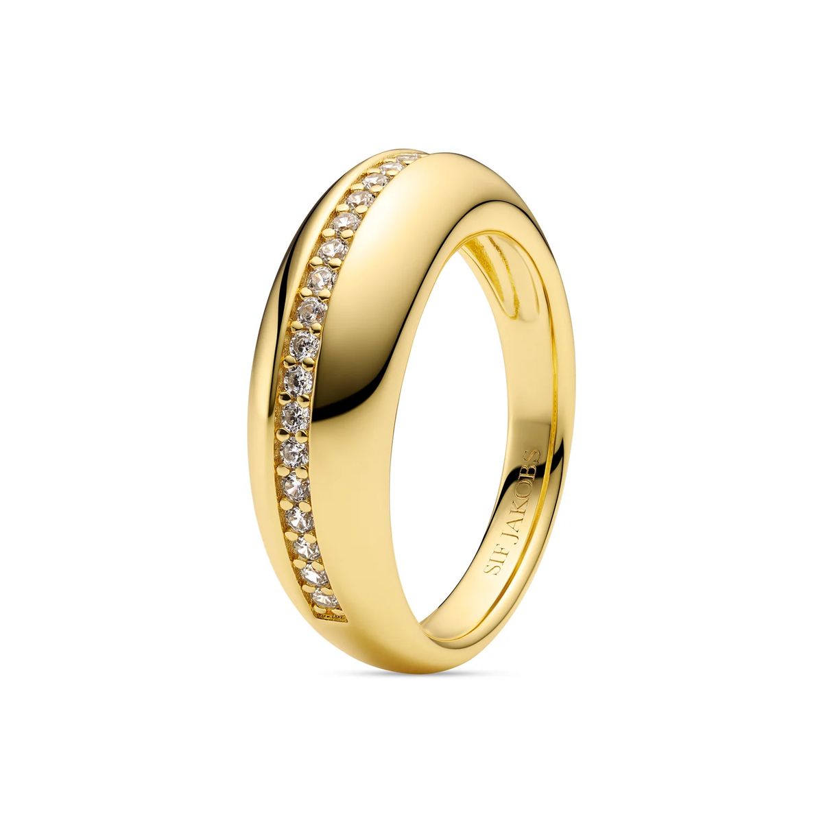 Eleganter Goldring mit Zirkonia-Inlay