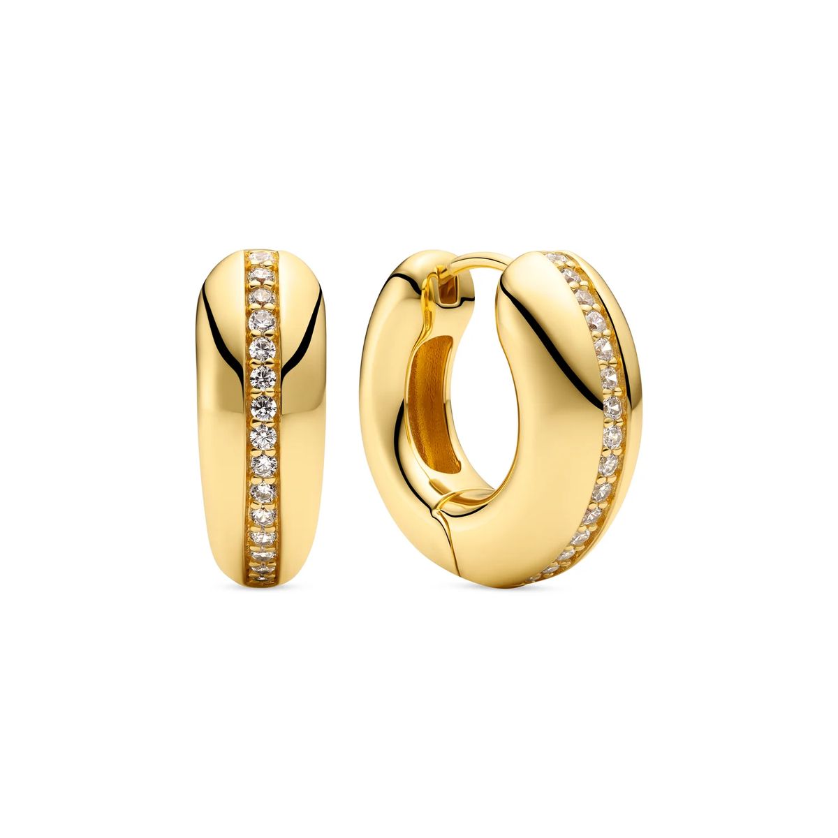Klassische Pavé-Creolen mit Gold-Finish