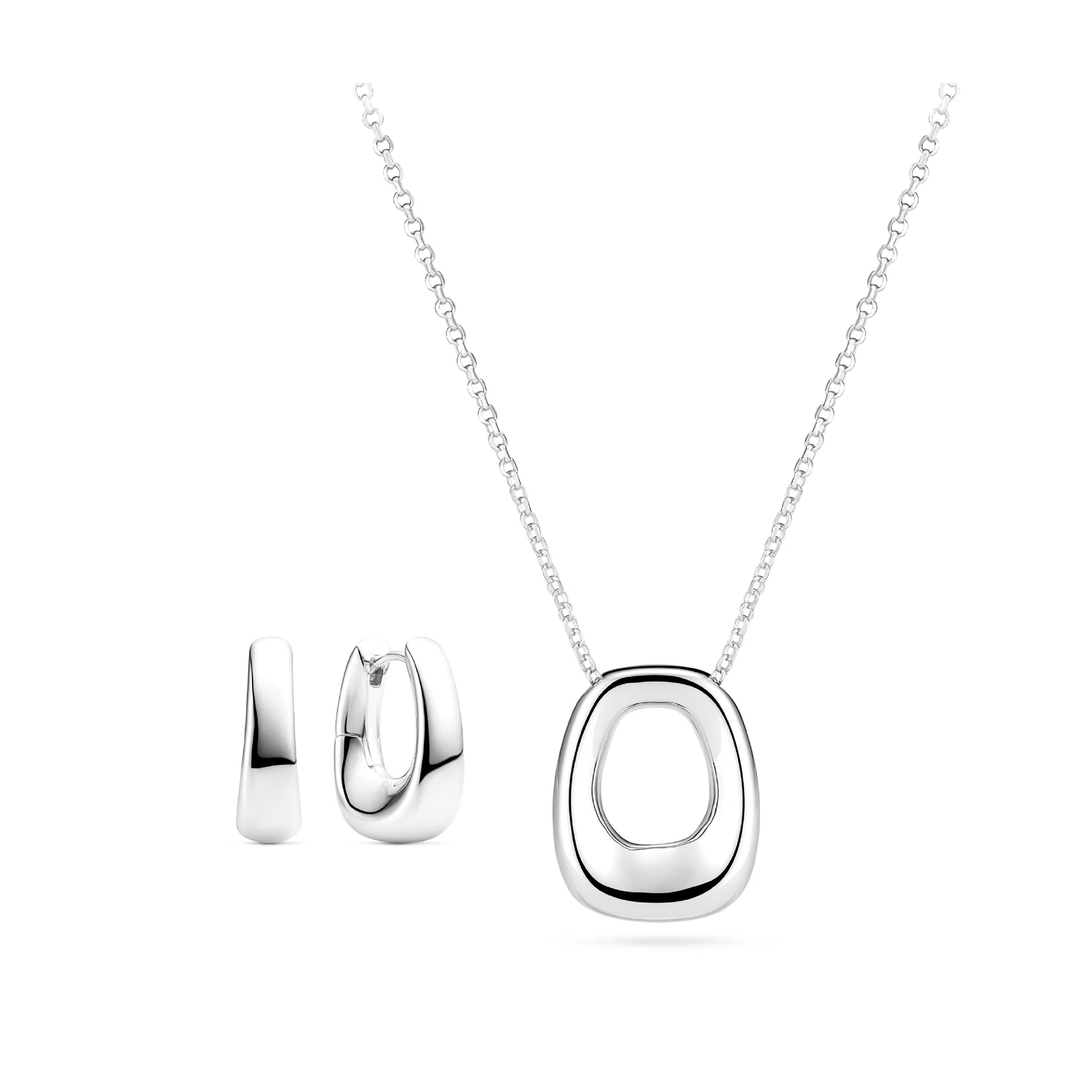 Minimalistisches skulpturales Silber-Schmuckset