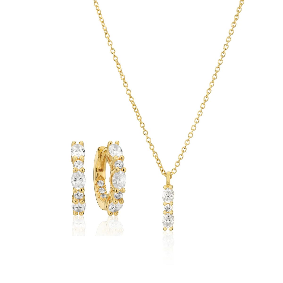 Schmuckset mit ovalen Zirkonia-Steinen
