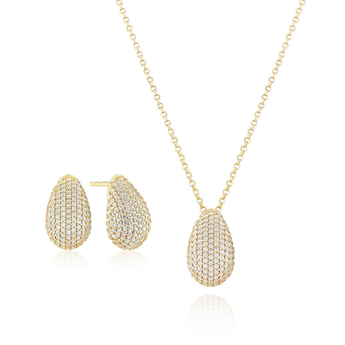 Pavé-besetztes Tropfen-Schmuckset