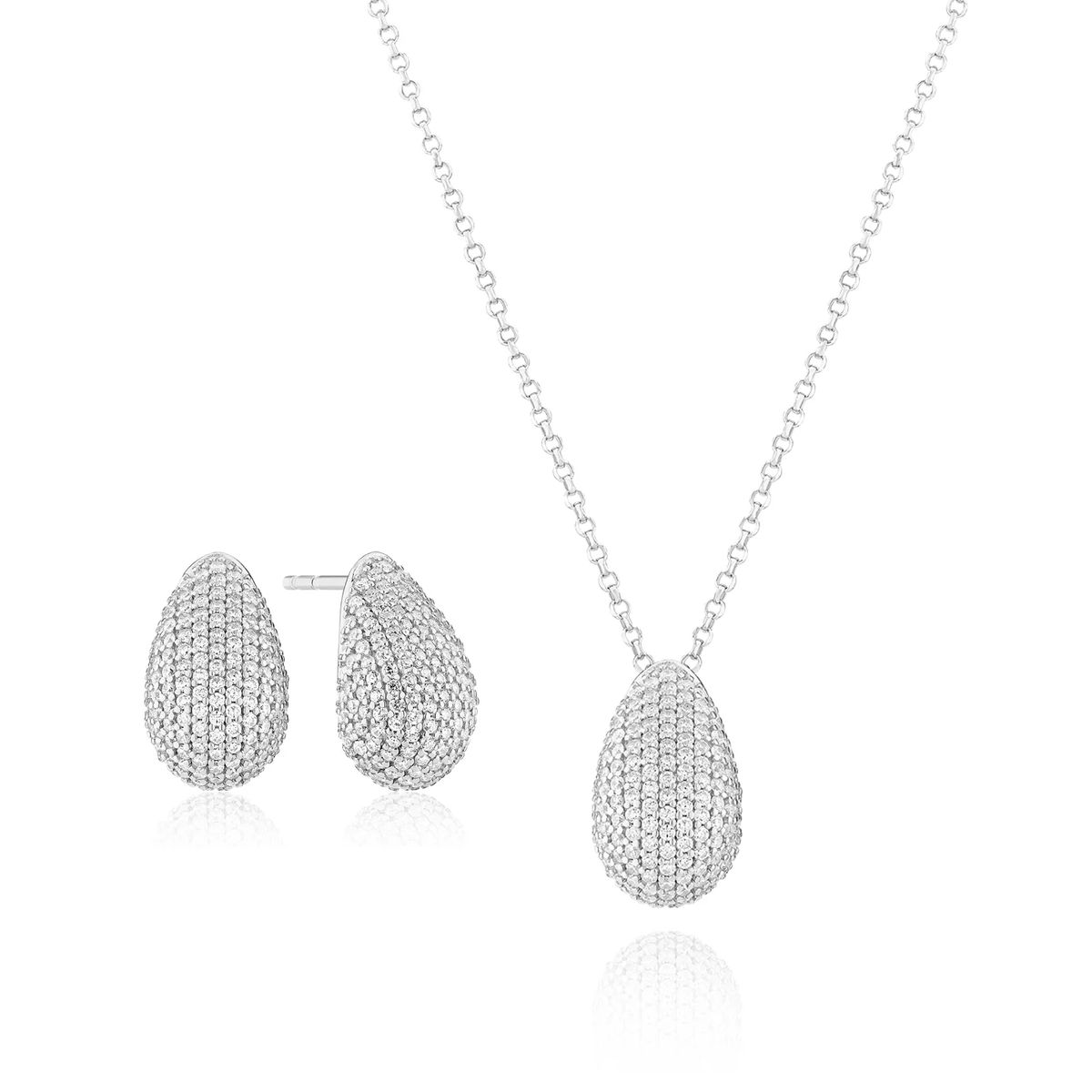 Funkelndes Pave-Schmuckset in Tropfenform