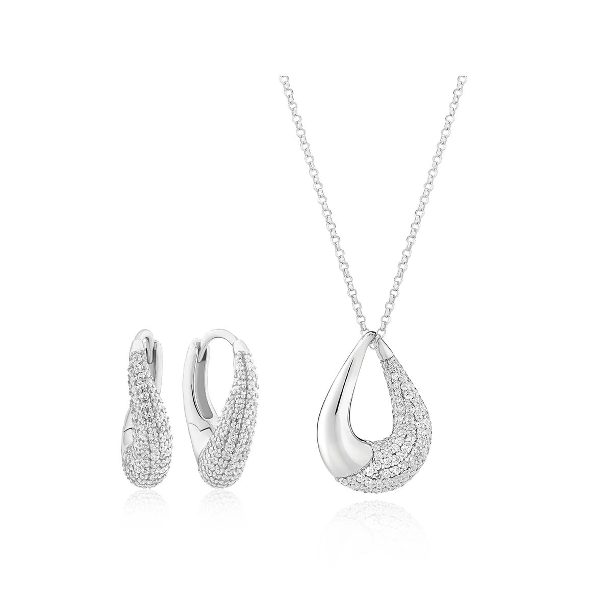 Funkelndes Pave-Tropfen-Schmuckset