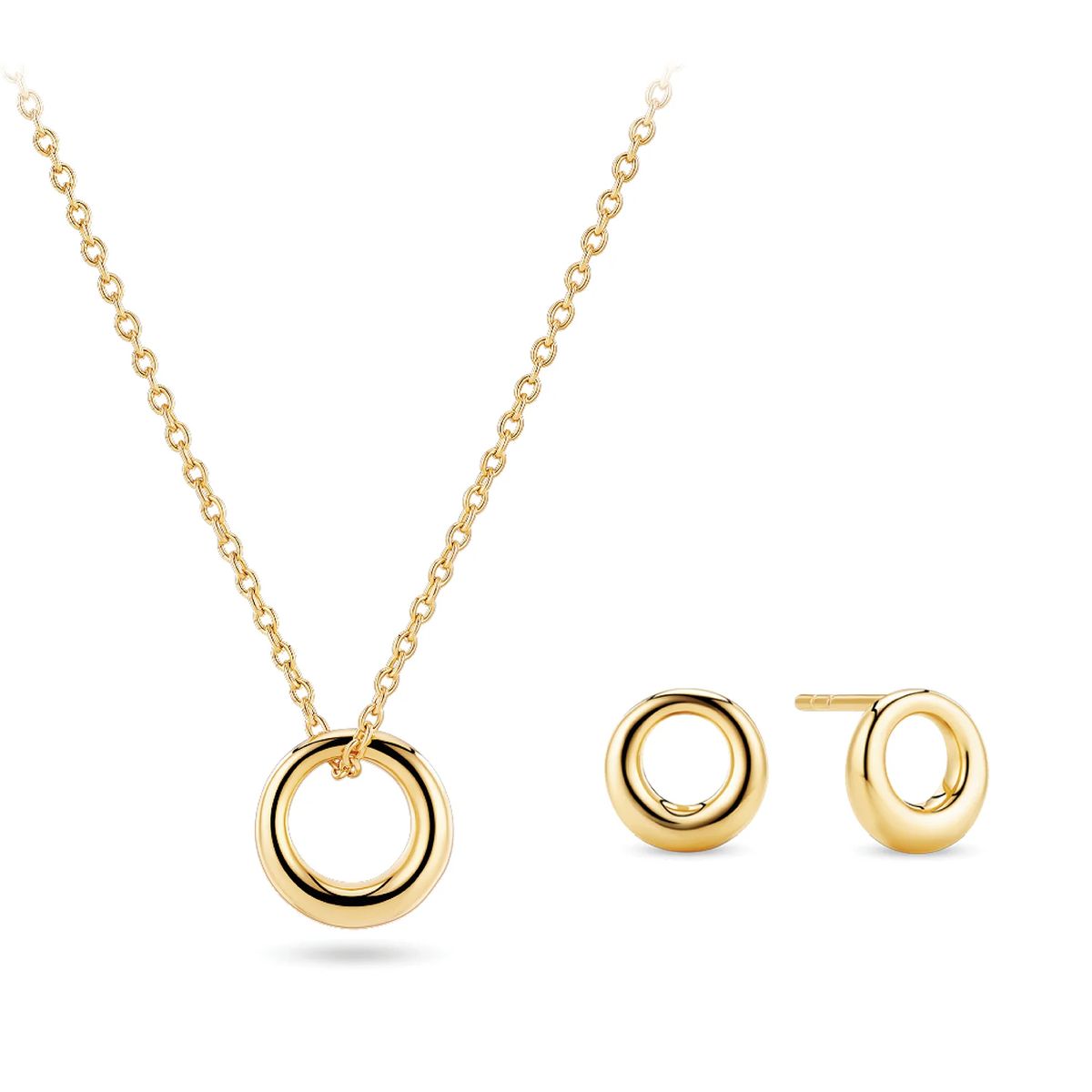 Minimalistisches goldenes Kreis-Schmuckset