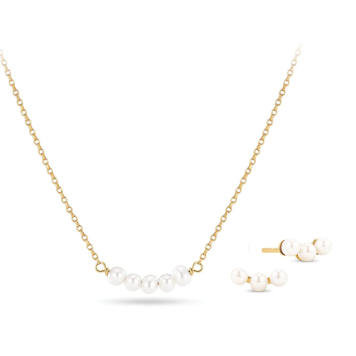 Schmuckset mit gebogenen Perlenclustern