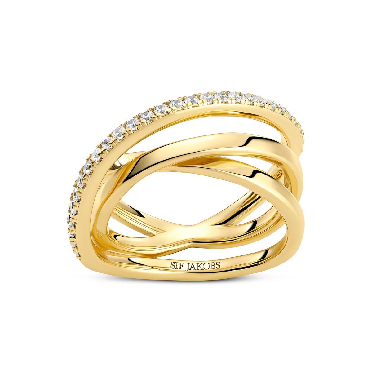 Eleganter mehrreihiger Spiralring mit Pavé