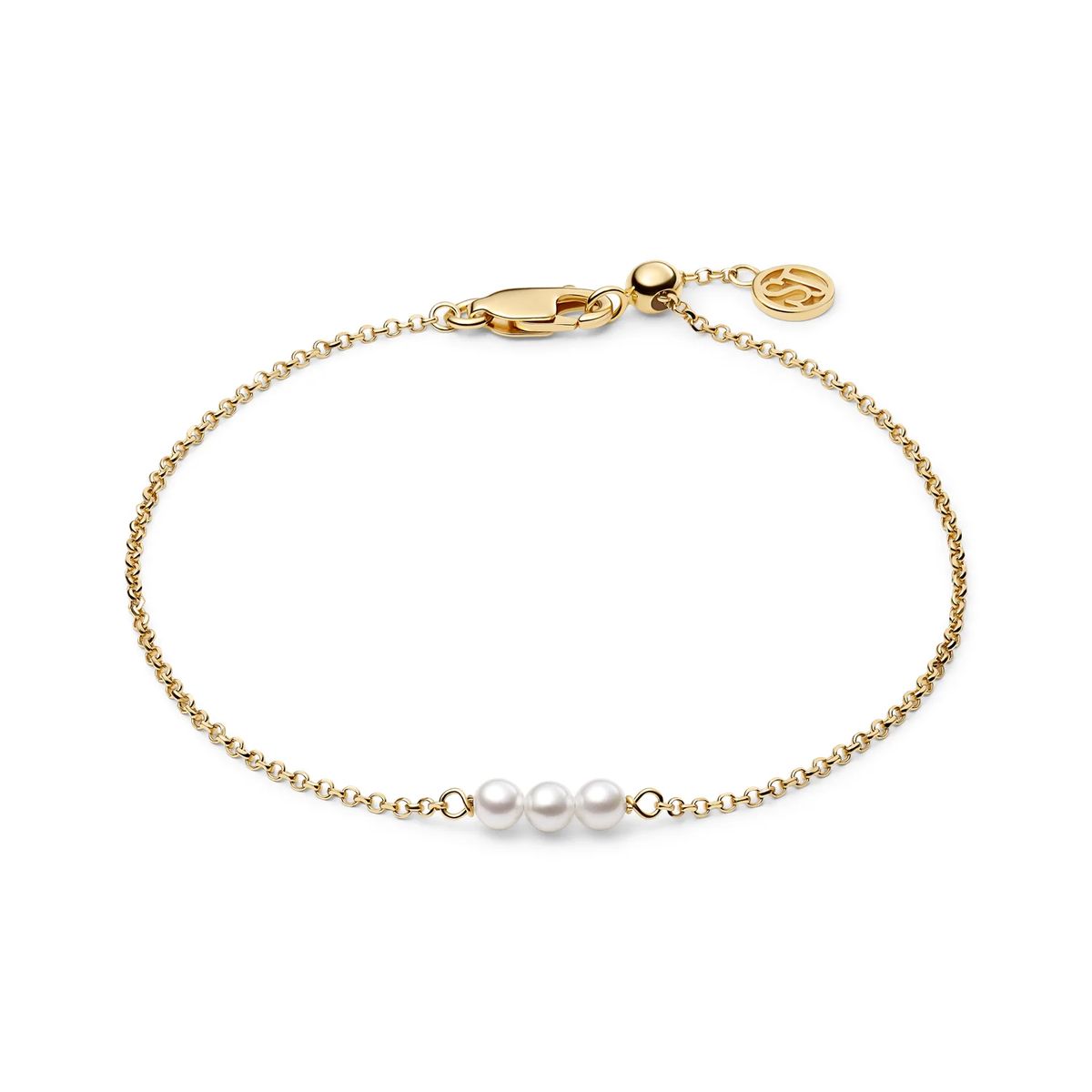 Elegantes Kettenglied-Armband mit drei Perlen