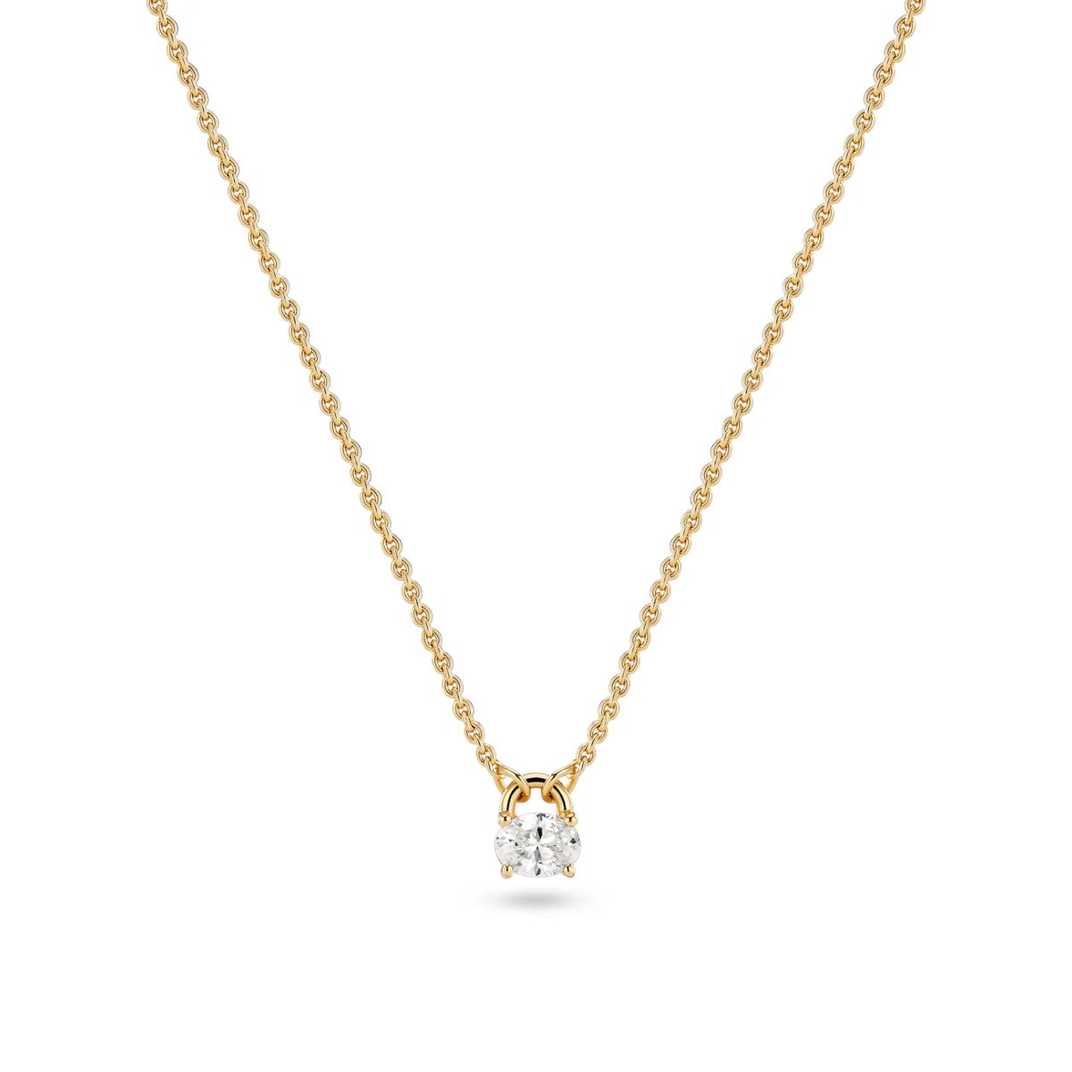 Minimalistische Goldkette mit ovalem Solitär